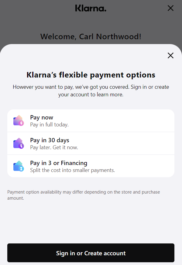 Klarna Screenshot